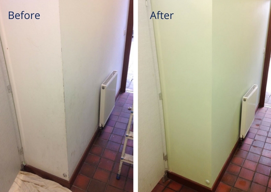before and after redecorating paint project using cheap and low cost paint from a Community RePaint scheme.
