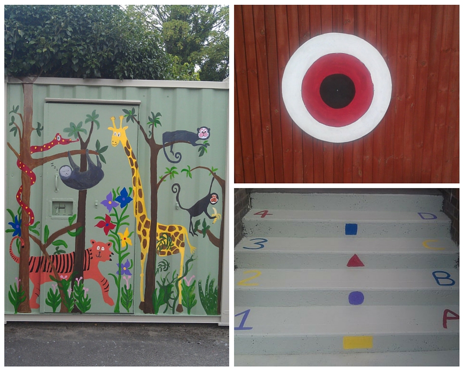 Community wall painted mural using cheap and affordable recycled paint from Community RePaint scheme.
