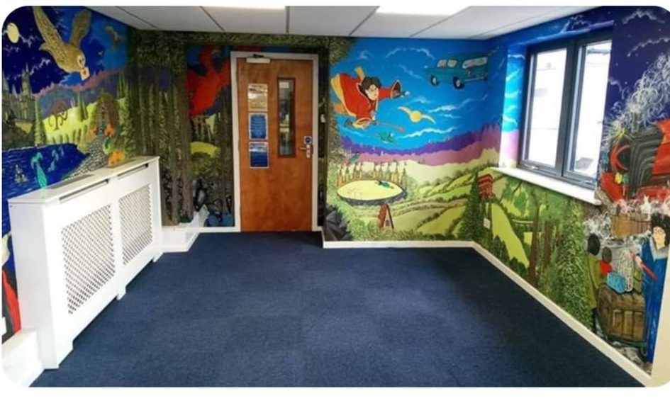 A Harry Potter mural painted using cheap and recycled paint from Community RePaint North Staffordshire.