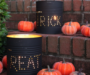 Halloween themed upcycled paint tins