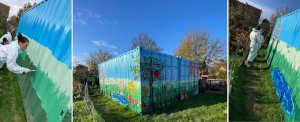 Container mural using paint from Community RePaint Hull & Humber
